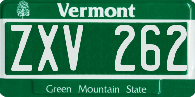 VT license plate ZXV262