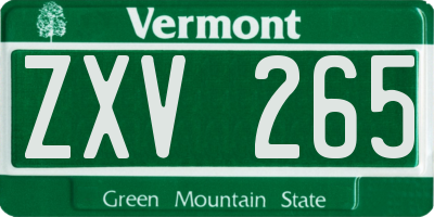 VT license plate ZXV265