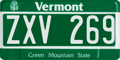 VT license plate ZXV269