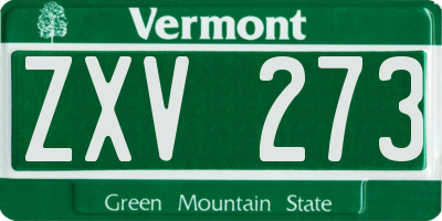 VT license plate ZXV273