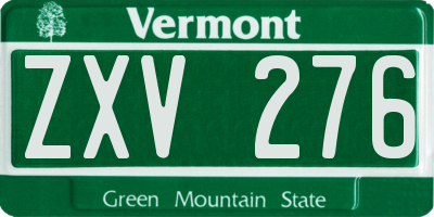 VT license plate ZXV276
