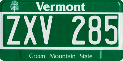 VT license plate ZXV285