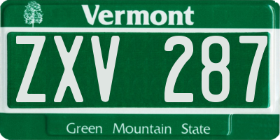 VT license plate ZXV287