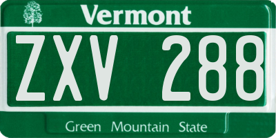 VT license plate ZXV288