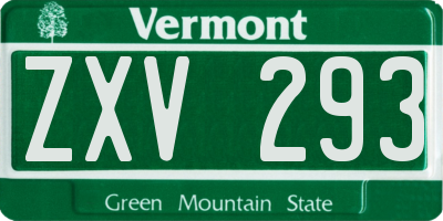 VT license plate ZXV293