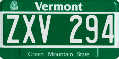 VT license plate ZXV294