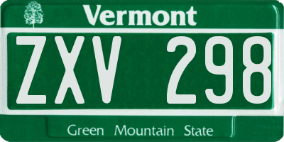 VT license plate ZXV298