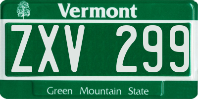 VT license plate ZXV299