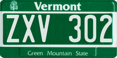 VT license plate ZXV302