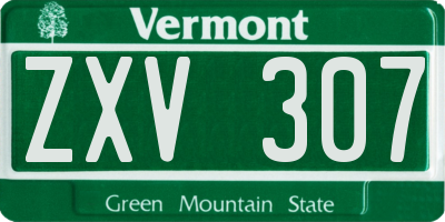 VT license plate ZXV307