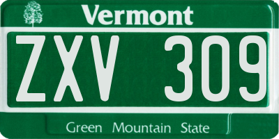 VT license plate ZXV309