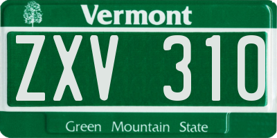 VT license plate ZXV310