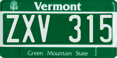 VT license plate ZXV315