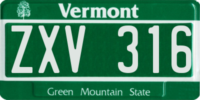 VT license plate ZXV316