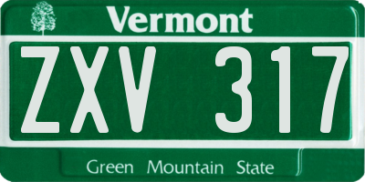VT license plate ZXV317