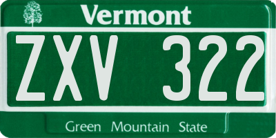 VT license plate ZXV322