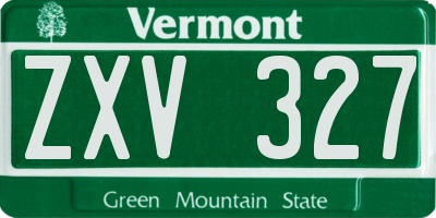 VT license plate ZXV327