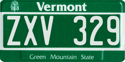 VT license plate ZXV329