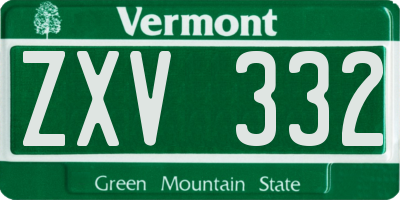 VT license plate ZXV332
