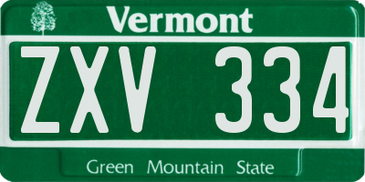 VT license plate ZXV334