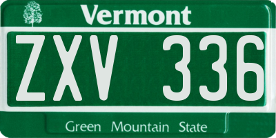 VT license plate ZXV336
