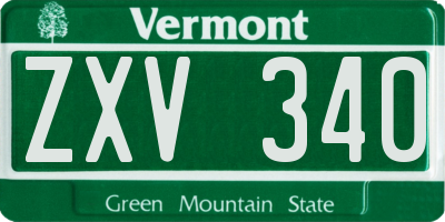 VT license plate ZXV340