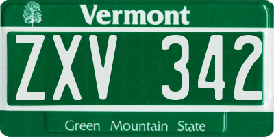 VT license plate ZXV342