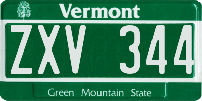 VT license plate ZXV344