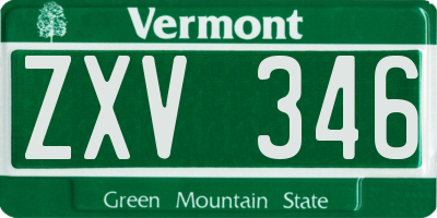 VT license plate ZXV346