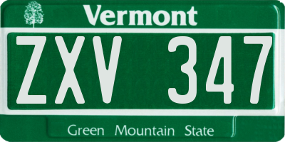 VT license plate ZXV347