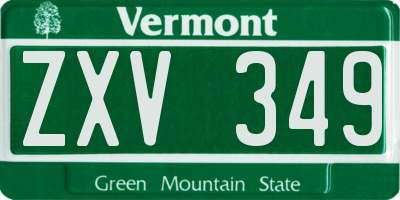 VT license plate ZXV349