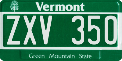 VT license plate ZXV350