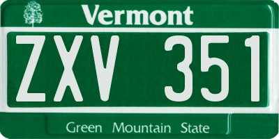 VT license plate ZXV351