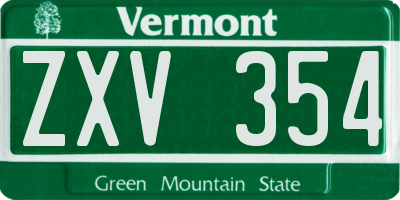 VT license plate ZXV354