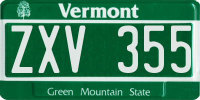 VT license plate ZXV355