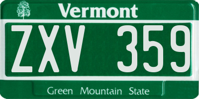 VT license plate ZXV359
