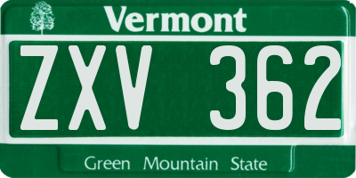 VT license plate ZXV362
