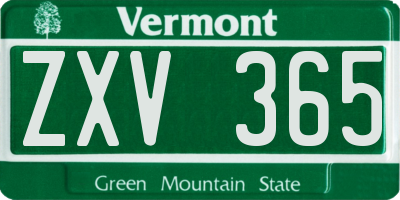 VT license plate ZXV365