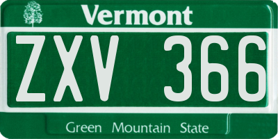 VT license plate ZXV366