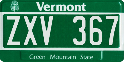 VT license plate ZXV367