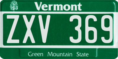 VT license plate ZXV369