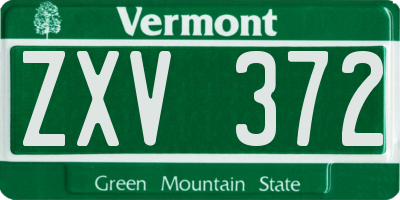 VT license plate ZXV372