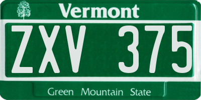 VT license plate ZXV375