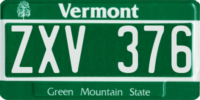 VT license plate ZXV376
