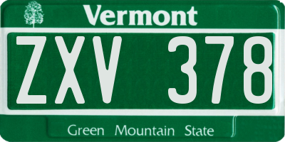 VT license plate ZXV378