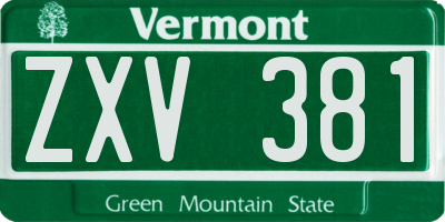 VT license plate ZXV381