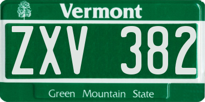 VT license plate ZXV382