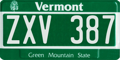 VT license plate ZXV387
