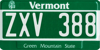 VT license plate ZXV388
