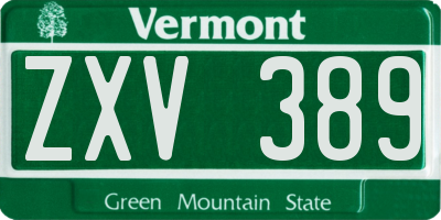 VT license plate ZXV389
